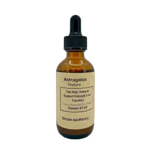 Bottle of Astragalus Tincture for immune, kidney, and liver support, Sinclair Apothecary product.