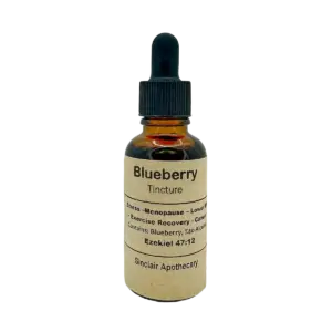 Amber blueberry tincture bottle with dropper, natural label, promoting health benefits, as seen in blueberry-tincture-antioxidant-menopause-lowers-bp-exercise-recovery-cognitive-anticancer_1x1_isolate-1.webp.