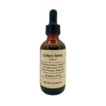Amber glass bottle of Celery Seed Tincture supporting inflammation, joint health, and blood pressure.