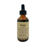 Glass bottle of Sinclair Apothecary Chaga Tincture with natural kraft label and black dropper cap.