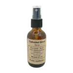 Amber glass spray bottle of Sinclair Apothecary colloidal silver for skin, wounds, and sore throat relief.